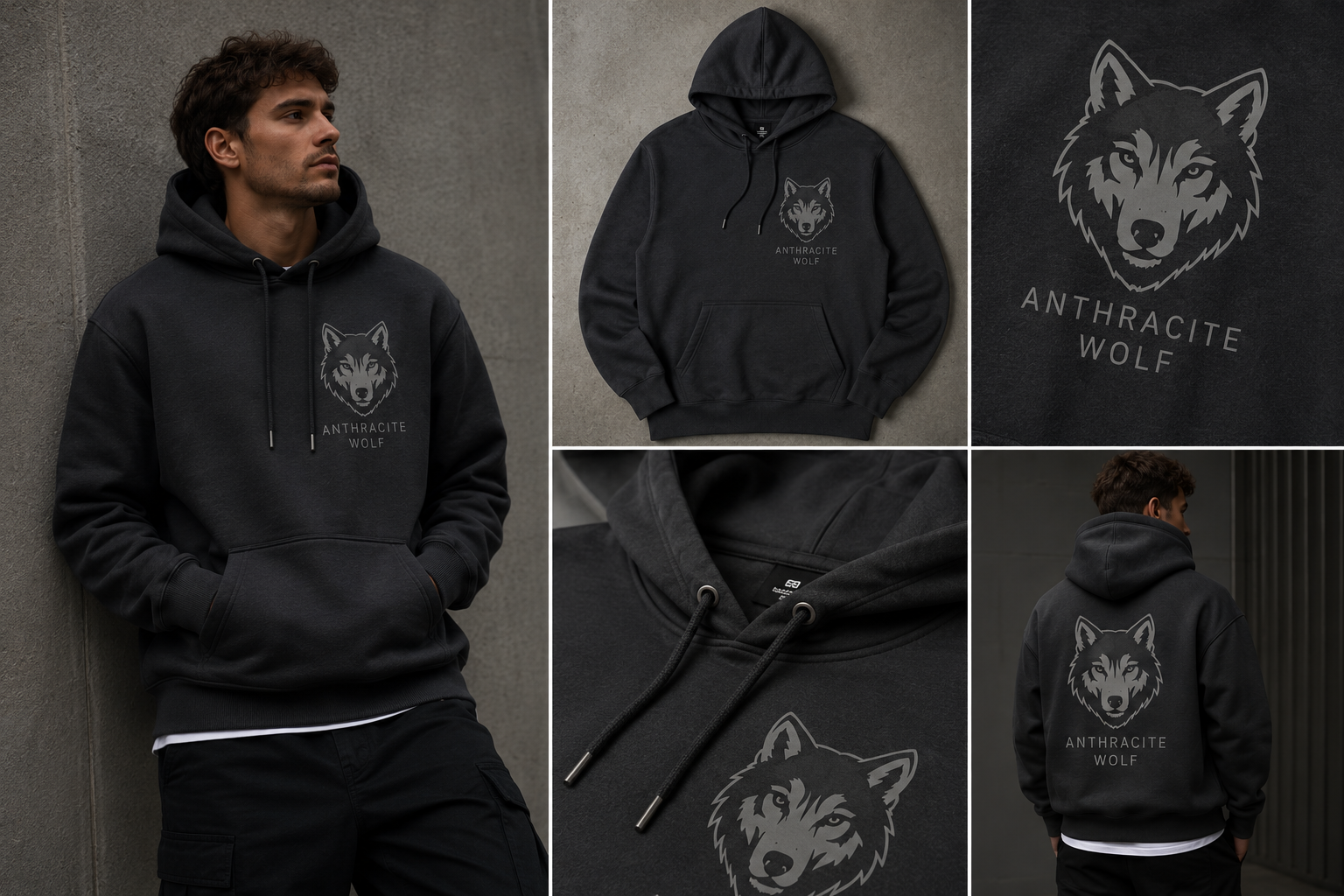 Anthracite Wolf Hoodie